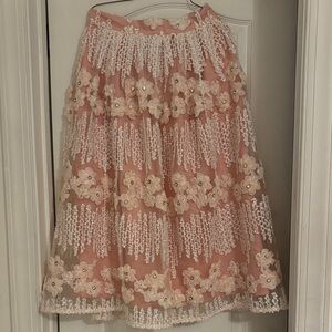 Chic Floral Embroidered A-Line Skirt